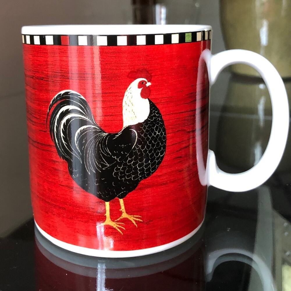 Warren Kimble Sakura Rooster Mug Unisex OS Red Excellent Vintage Folk Art 1999